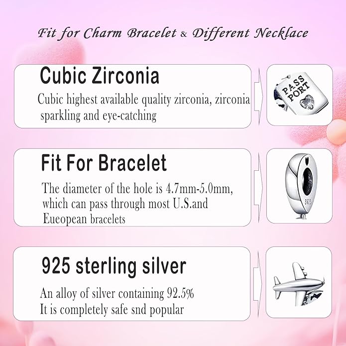 MICOO 925 Sterling Silver Charms for Bracelets and Necklaces Airplane Passport Dangle Pendants Evil Eye Butterfly Charms Beads Jewelry Gift for Women