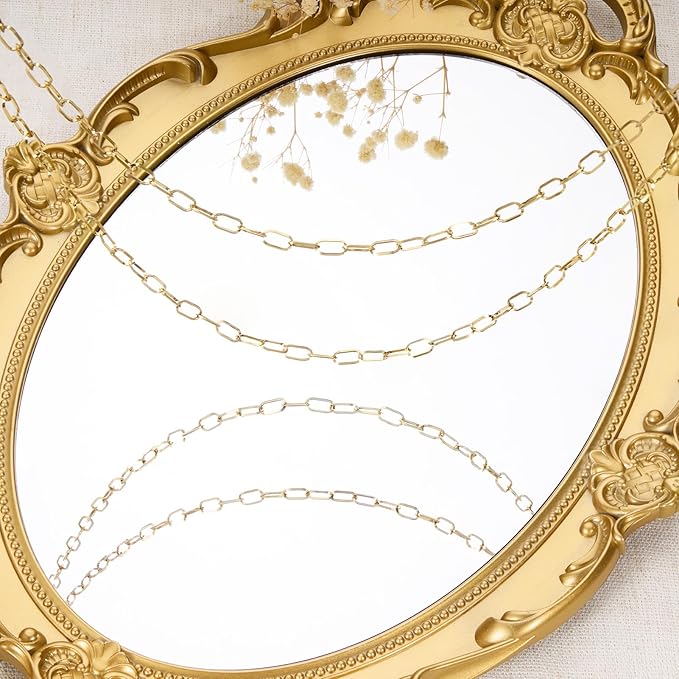 GTVOODX 16.4 Feet 18K Gold PVD Plated Paperclip Chain Roll, Stainless Steel 5x10mm Soldered Oval Link Chain Bulk for DIY Jewelry Making with Lobster Clasps and Jump Rings