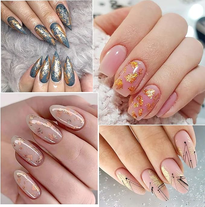 Holographic Nail Foil Flakes, 24 Colors Ultra Thin Metallic Glitter for DIY Nail Art, 3D Manicure Design Tips for Professional Salon and Home Use