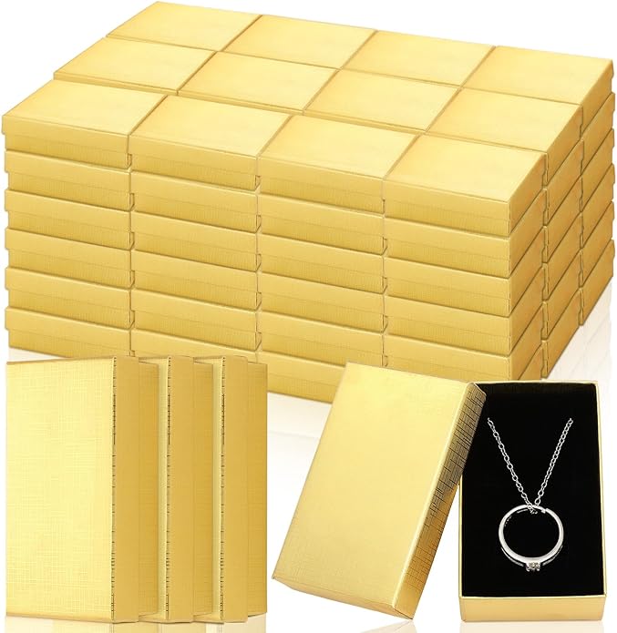 Tenceur 100 Pcs Valentines Jewelry Gift Boxes Bulk Kraft Jewelry Cardboard Box for Necklace Earring Bracelet Storage Package