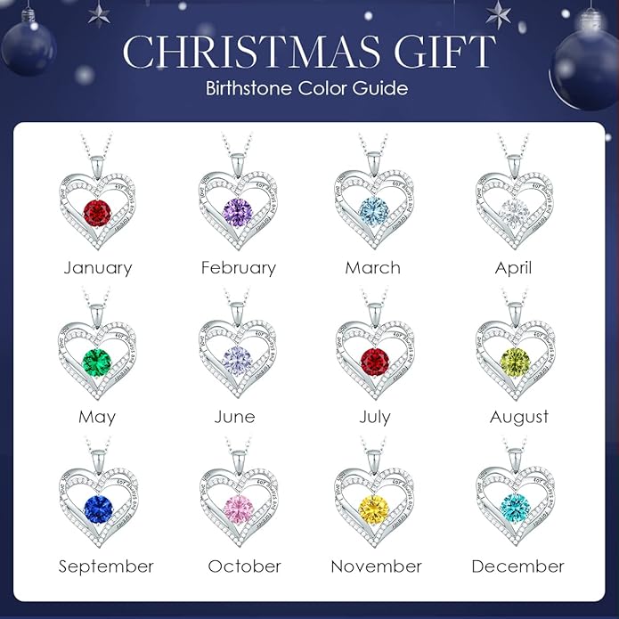 CDE Valentine's Day Gift Forever Love Heart Necklaces for Women, Wedding Anniversary, Birthday Mothers Christmas Day Gifts for Mom, Mother, Wife, S925 Silver Jewelry with Birthstone Pendant