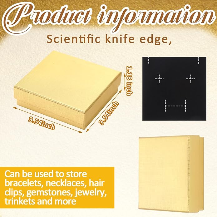 Tenceur 100 Pcs Valentines Jewelry Gift Boxes Bulk Kraft Jewelry Cardboard Box for Necklace Earring Bracelet Storage Package