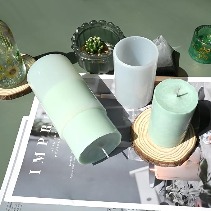 Cylinder Molds for Candle Making,4 Inch and 3.5 Inch Candle Making Molds Silicone,Large Pillar Silicone Molds for Aromatherapy Candles,Epoxy Resin,Casting,Wax, Soaps, Flower Specimen, DIY Clay Craft