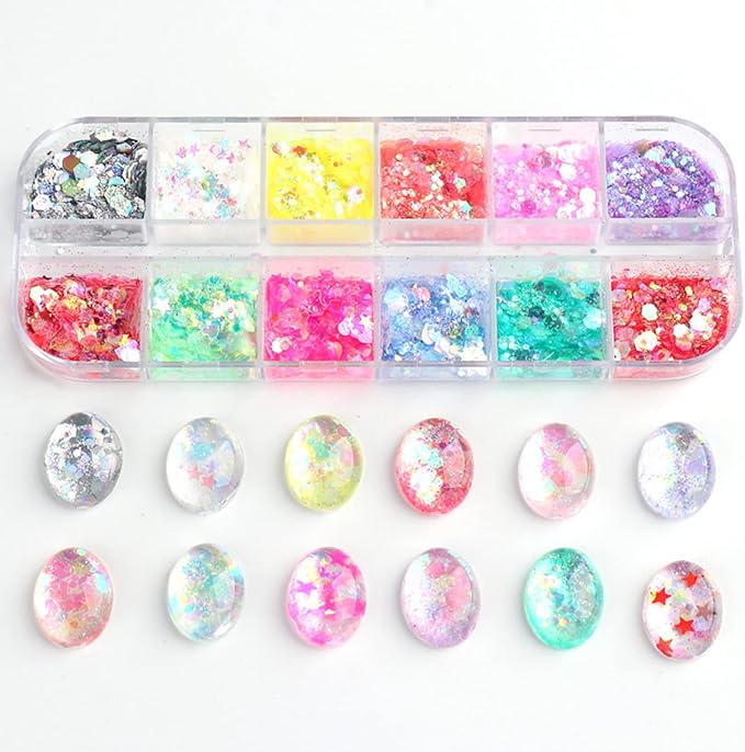 Iridescent Glitter Nail Art Sequins, Holographic 3D Irregular Ultra-Thin Nail Art Glitter Flakes Designs, Shiny Mermaid Nail Glitter Slices Resin Acrylic Supplies for Women Girls Manicure Decorations