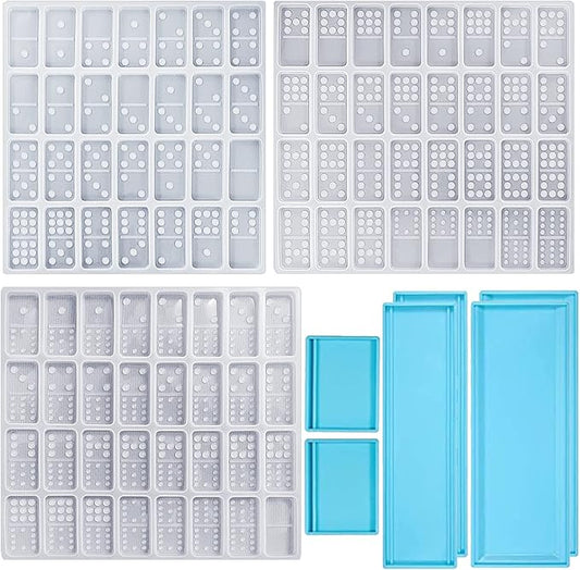 4 Packs Domino Molds and Dominoes Box Molds, CNYMANY 92 Cavities Double 12 Silicone Epoxy Resin Casting Jumbo Mold Clay Mold Storage Box Mold for DIY Pendant Jewelry Crafts Making Tool