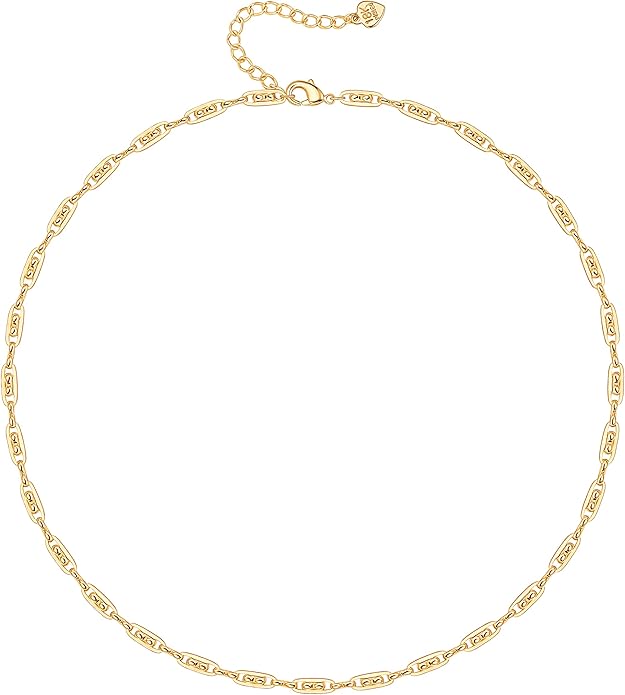 Aobei Pearl 18K Gold Plated Paperclip Chain Choker Satellite Chain Freshwater Cultured Biwa Pearl Pendant Necklace Dainty Jewelry for Women