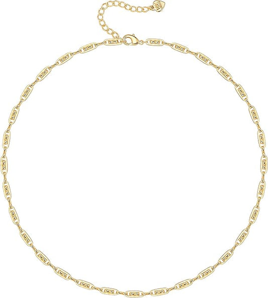 Aobei Pearl 18K Gold Plated Paperclip Chain Choker Satellite Chain Freshwater Cultured Biwa Pearl Pendant Necklace Dainty Jewelry for Women