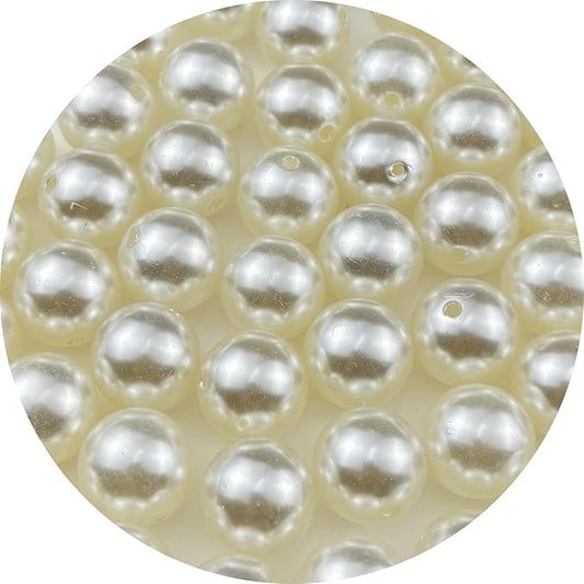 60pcs 18mm Pearl Beads Ivory Round Pearls Acrylic Beads for Jewelry Making DIY Craft Bracelets Necklaces Earrings Vase Fillers Home Wedding Decoration