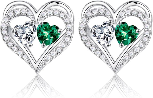 Iefil Valentines Day Gifts for Her - 925 Sterling Silver Birthstone Earrings, Anniversary Birthday Gifts for Women Wife Girlfriend Mom