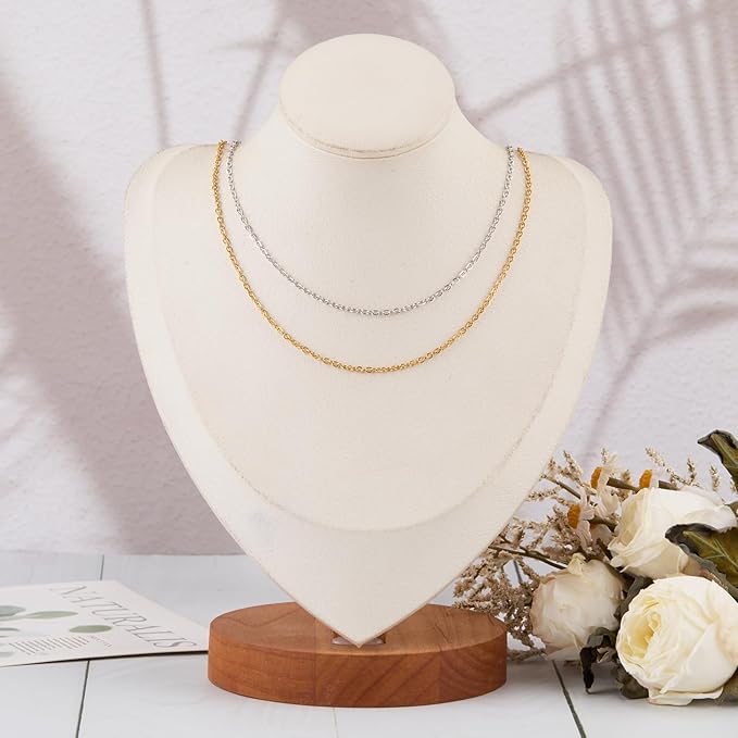 SMYHTGLIF Total 65.6 Feet Gold & Silver Jewelry Making Chains 2 Rolls Stainless Steel Chain for Jewelry Making Thin Oval Cable Chain Craft Chain Bulk