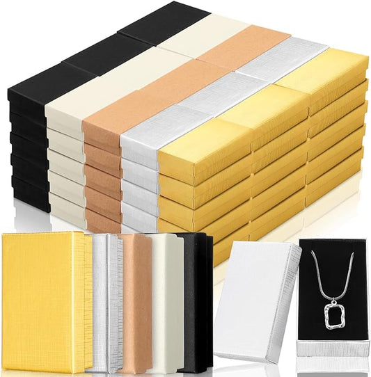 Tenceur 100 Pcs Valentines Jewelry Gift Boxes Bulk Kraft Jewelry Cardboard Box for Necklace Earring Bracelet Storage Package
