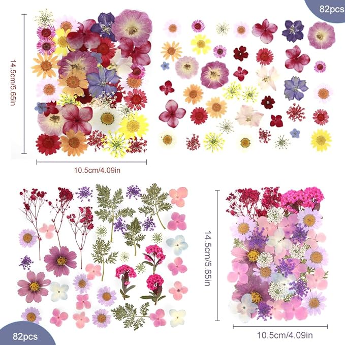 82Pcs Natural Pressed Dried Flowers Resin, Dry Flowers for Resin Accessories with Tweezer, Dried Flower for Scrapbooking DIY Art Crafts, Epoxy Resin Jewelry Molds, Candle, Nails Décor, Craft Making