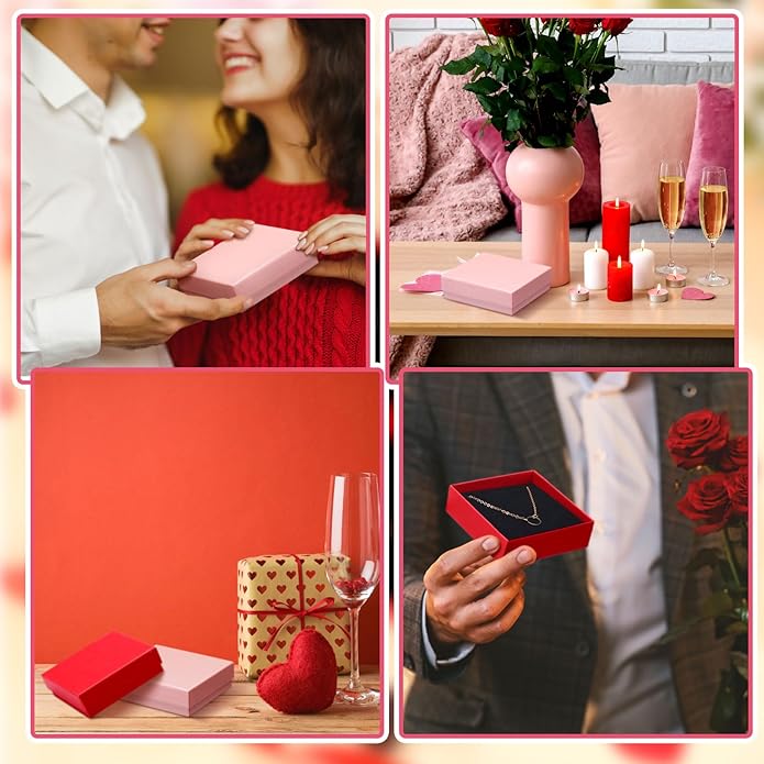 Tenceur 100 Pcs Valentines Jewelry Gift Boxes Bulk Kraft Jewelry Cardboard Box for Necklace Earring Bracelet Storage Package