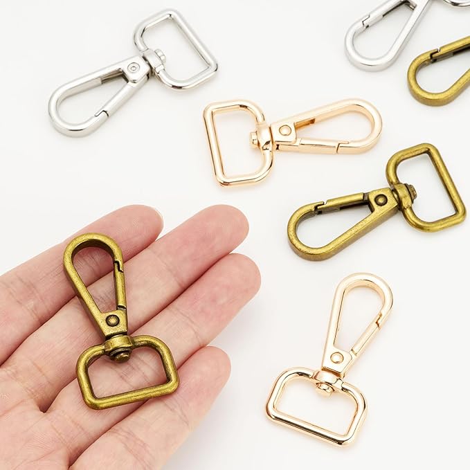 9 Pcs D Ring Swivel Lobster Claw Clasp Push Gate Snap Hooks Trigger Clips for DIY Crafts Keychain Purse Handbag Making,3/4 Inch Mixed