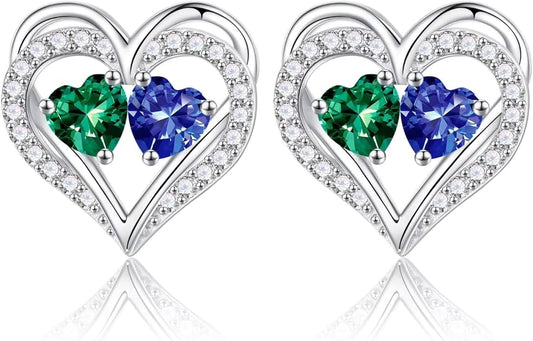 Iefil Valentines Day Gifts for Her - 925 Sterling Silver Birthstone Earrings, Anniversary Birthday Gifts for Women Wife Girlfriend Mom