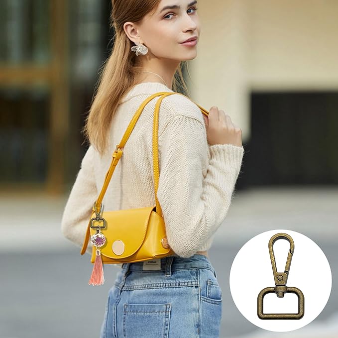 32pcs Metal Swivel Lobster Clasp Hooks, 3/4” Swivel Clasps D Rings Purse Hardware Push Gate Snap Hooks Trigger Clips for DIY Crafts Keychain Handbag Making(4 Colors, 2cm Inside Diameter)