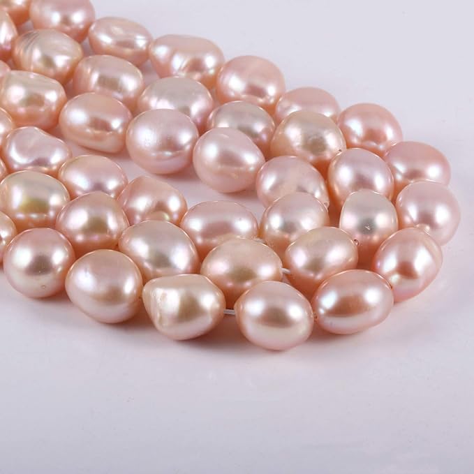 Natural Pearl Freshwater Cultured Pearl Beads for Jewelry Making Punch Loose Beads Handmake DIY for Jewelry Making DIY Women Necklace Bracelet 10-11 mm Color Purple 38 cm