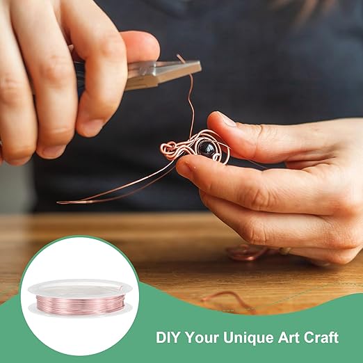 0.7 mm/21 Gauge Copper Wire for Jewelry Making, 10.2FT Copper Beading Craft Wire for Jewelry/Weaving/DIY Crafting/Planting, Color-Retaining [3.1M, Rose Gold]