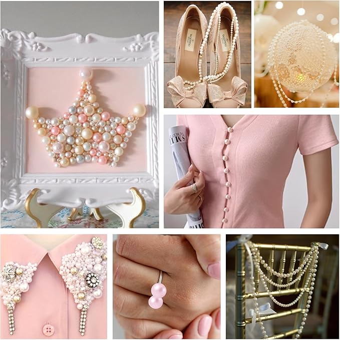 1000pcs Pearl Beads for Jewelry Making, 6mm Pink Series Plastic Beads for DIY Crafting Bracelets, Necklaces, Earrings