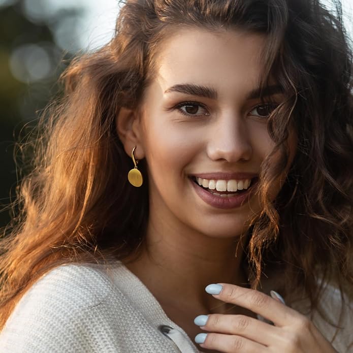 Cossa Dangle Earrings 14K Gold Drop Earrings for Women Disc Dangle Stylish Leverback Earring with Cubic Zirconia Drop Earring A Must-have Fashion Accessory