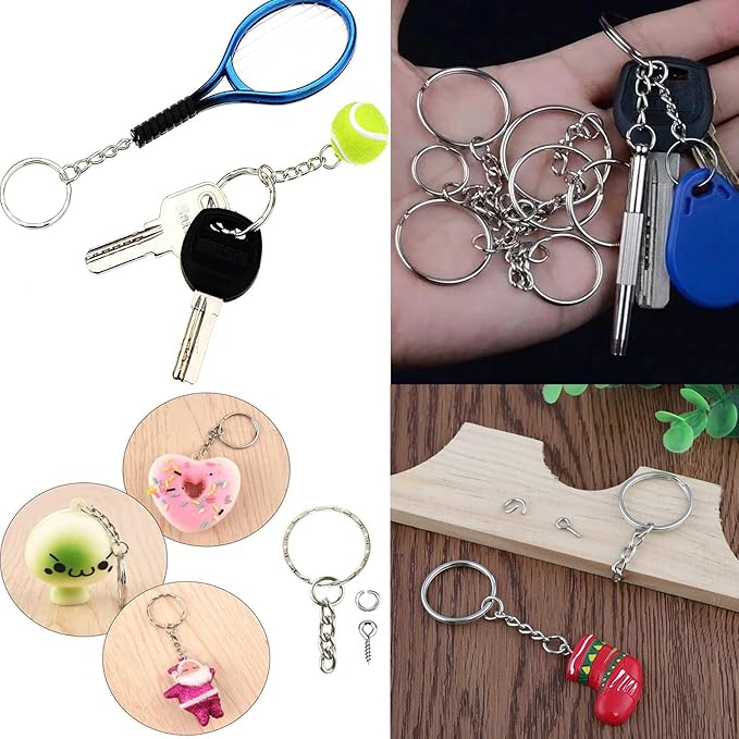 ZoloAJay 50Sets 1 inch Keychain Rings Silver Split Round Key Ring with Chain and Open Jump Rings for DIY Keychain Making Crafts