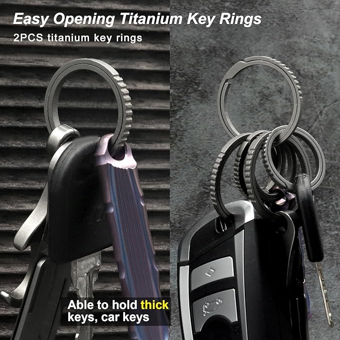 Titanium Key Rings Heavy Duty Side Push Split Key Chain Rings for Key Carabiner Quick Release Keychain Rings