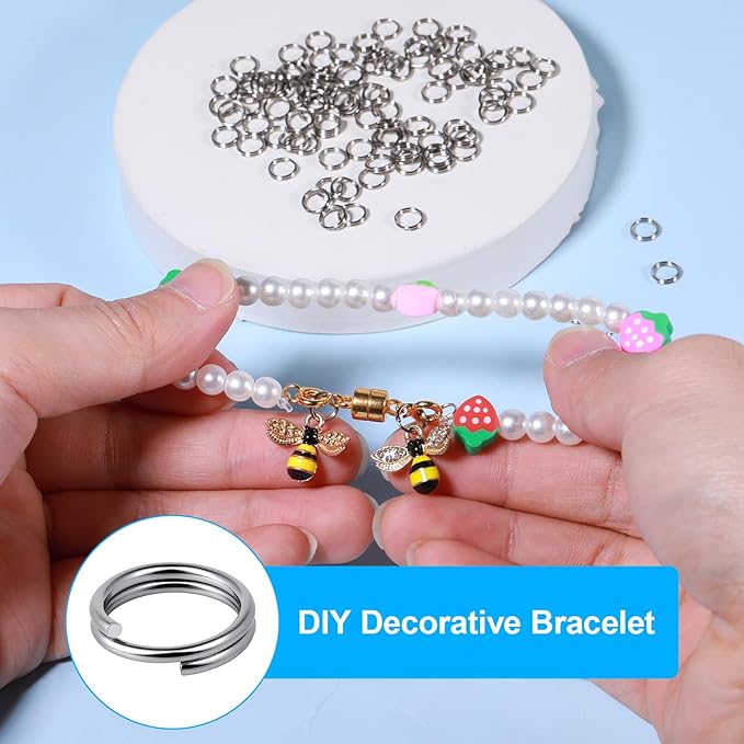 0.23 Inches Mini Jump Rings 100 Pack 6mm Split Key Rings Stainless Steel Small Split Ring for Jewelry Making with Double Loops Fit Necklaces Bracelets Earrings Crafts Ornaments DIY Arts- Silver