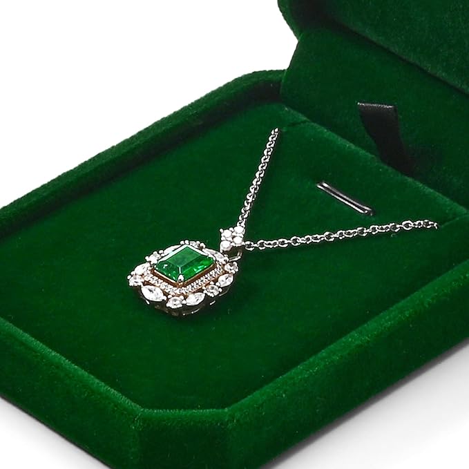 Green Small Necklace Box Velvet Jewelry Gift Box for Pendant Necklace Octagonal Jewelry Pendant Gift Box