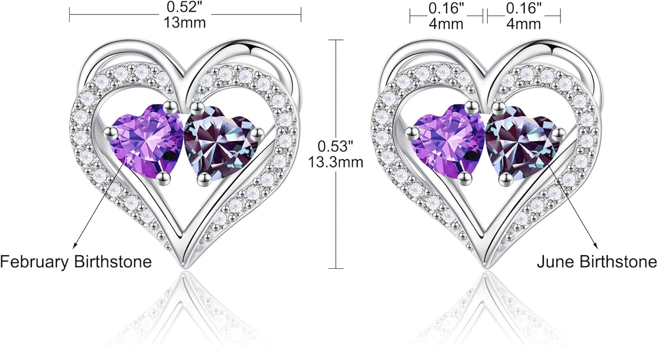 Iefil Valentines Day Gifts for Her - 925 Sterling Silver Birthstone Earrings, Anniversary Birthday Gifts for Women Wife Girlfriend Mom