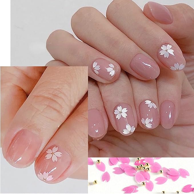 Flower Petals Glitter Nail Art Sequins, Mixed Floral Nail Flakes Beads Rhinestone Nail Art Design, 3D Flowers Acrylic Nails Supplies for Women Girls Manicure Charms Decorations, Flower Nail Art Tips