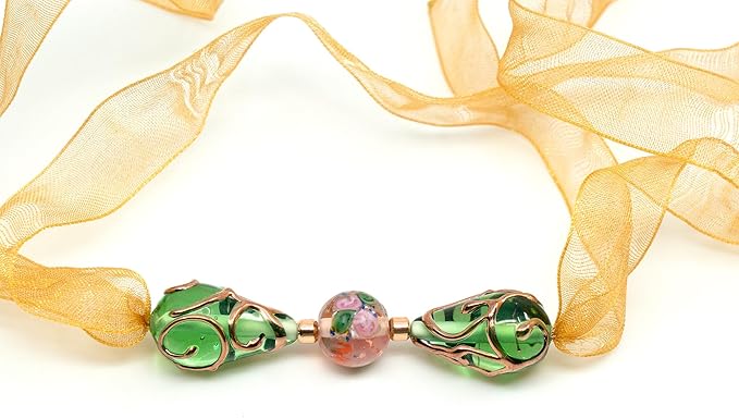 10 pcs Mix of Bohemia Lampwork Czech Glass Beads with Flowers, Hand Made Set Kit, LW 001