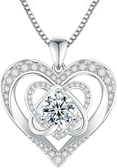 1-3 Carat Moissanite Necklace for Women, 925 Sterling Silver Heart Pendant Necklace Moissanite Diamond Necklace, Birthday Gift Anniversary Present for Wife, Girlfriend, Daughter, Mom