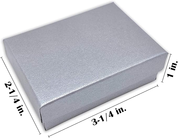 TheDisplayGuys - 25-Pack #32 Cotton Filled Cardboard Paper Jewelry Boxes Gift Case - Pearl Gray (3.3" x 2.3" x 1.0") - for Shipping or Storage