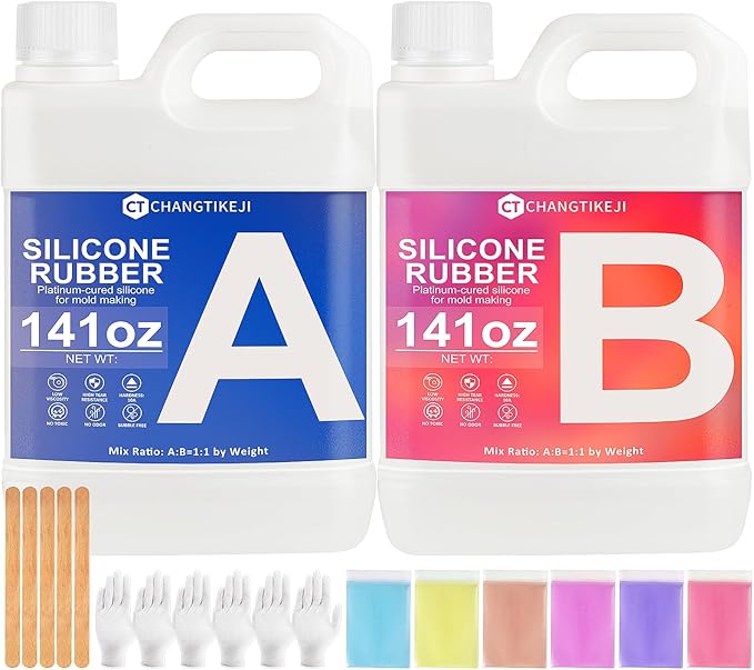 CHANGTIKEJI Silicone Mold Making Kit, 282oz 10A Elastic Liquid Silica Gel for Casting Resin molds and Candle & Soap Mold,Fast Cure Translucent Platinum Silicone Rubber