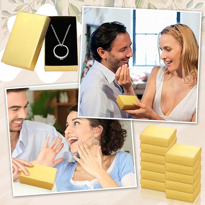 Tenceur 100 Pcs Valentines Jewelry Gift Boxes Bulk Kraft Jewelry Cardboard Box for Necklace Earring Bracelet Storage Package