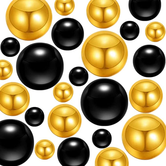 300Pcs Vase Filler Black Brightgold No Hole Faux Pearl Beads for Vase Filling Decorations, Candle Centerpieces, Wedding Centerpieces, Home Party Decor (8/14/20mm)