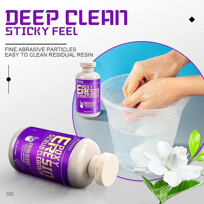 Puduo Resin Cleaner Water Softener, Epoxy Resin Remover, Resin Remover Tools, Cleaner for Epoxy Resin, UV Resin, Resin Molds, 8 OZ Epoxy Hand Scrub Cleaner/Hand Soap (8 OZ)