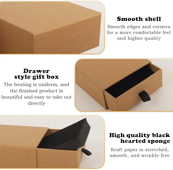 Nsmykhg Jewelry Gift Box Velvet-Lined,12 Pack Compact Drawer Style for Earrings & Rings, Necklace & Bracelet Organizer, 3.93x3.93x1.65 Inches, Stackable Elegant Jewelry Display & Storage Box (Kraft)