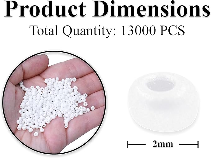 Mandala Crafts 11/0 Glass Seed Beads for Professional Beadwork, 13000 Opaque White Glass Beads