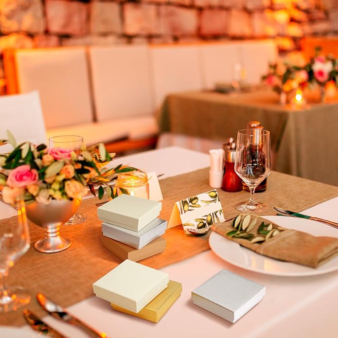 Tenceur 100 Pcs Valentines Jewelry Gift Boxes Bulk Kraft Jewelry Cardboard Box for Necklace Earring Bracelet Storage Package