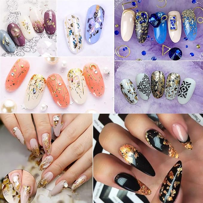 EBANKU Nail Foil Flakes Laser 36 Grid Holographic Nail Art Paillette Chip for Nails Decorations Nail Glitter Flake Decals for Party Festival