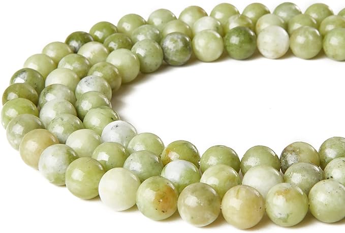 100pcs 10mm Chinese Jade Beads Natural Gemstone Beads Round Loose Beads for Jewelry Making