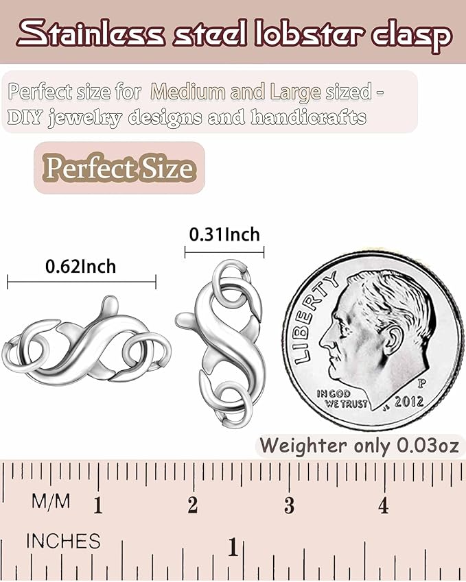 Double Opening Lobster Clasp 316 Stainless Steel Silver and Gold Pleted Necklace Bracelet Extender Clasps and Closures for DIY Jewelry