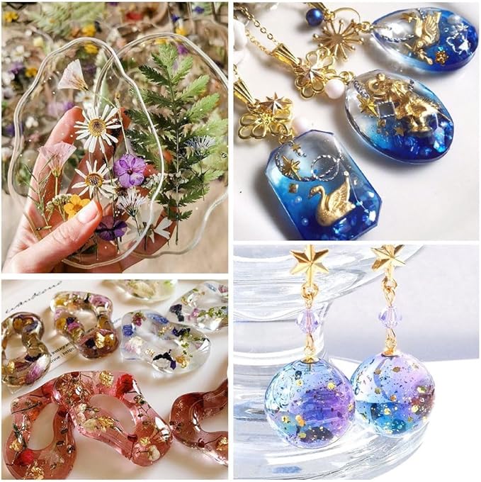 SolaraGlaze UV Resin Kit with Light 240g Hard Type Clear UV Resin Jewelry Making Kit Two-Sided Light and Molds DIY Jewelry Making Supplies for Keychain and Earring