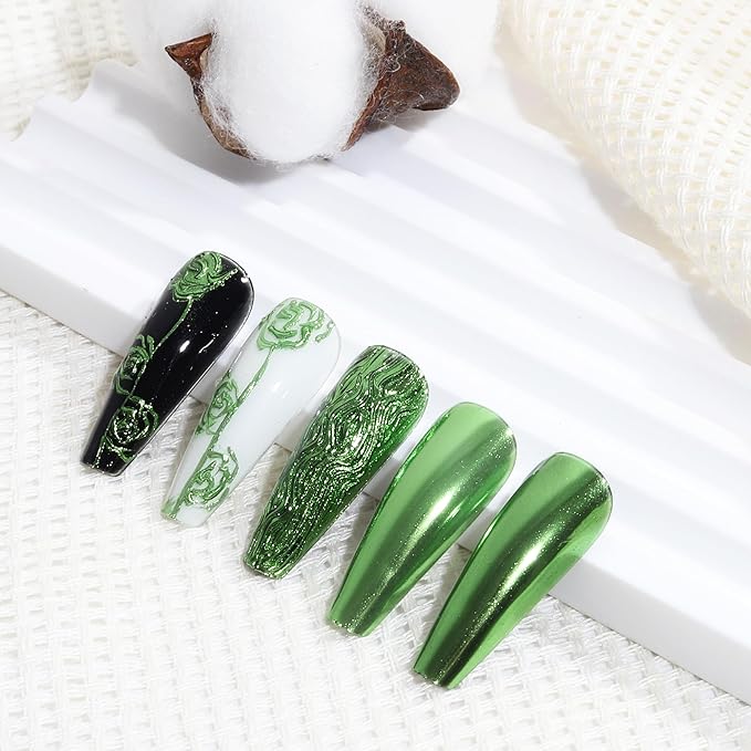 Artdone Chrome Nail Powder, Dark Green Iridescent Aurora Powder Metallic Mirror Effect Pigment Pearlescent Mermaid Pigment Pearl Glitter Dust Kit, Nail Art Decoration, Resin Craft