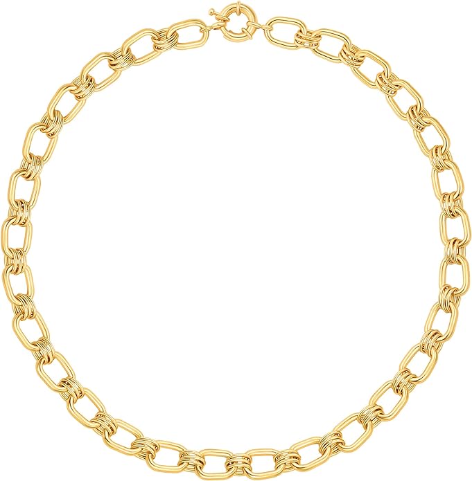 Aobei Pearl 18K Gold Plated Paperclip Chain Choker Satellite Chain Freshwater Cultured Biwa Pearl Pendant Necklace Dainty Jewelry for Women