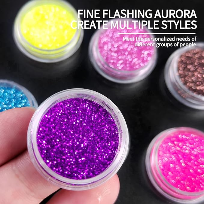 SULLMAR Nail Glitter Powder Set 12 Colors Glitter Powder for Nails for DIY Nail Art Glitter for Nails Sparkling Glitter Nails Great for Home Manicure Professional Quality Nail Art Supplies