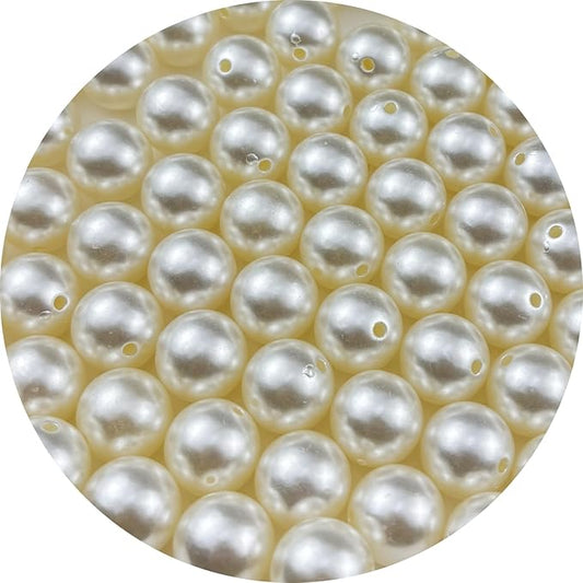100pcs 16mm Pearl Beads Ivory Round Pearls Acrylic Beads for Jewelry Making DIY Craft Bracelets Necklaces Earrings Vase Fillers Home Wedding Decoration