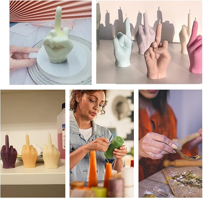 TOPYS 2-Pack Silicone Candle Molds, Wave Alphabet Letter Pillar Mold and Gesture Mold, Middle Finger Shaped and Fuck It Letter for Candle Making and Baking Making Soap Wax Cake Mousse Ice Cream