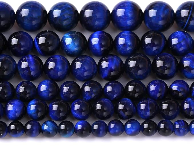 Natural Stone Lapis Blue Tiger Eye Beads Round Loose Spacer Beads for Jewelry Making DIY Bracelet Necklace 8mm 48pcs